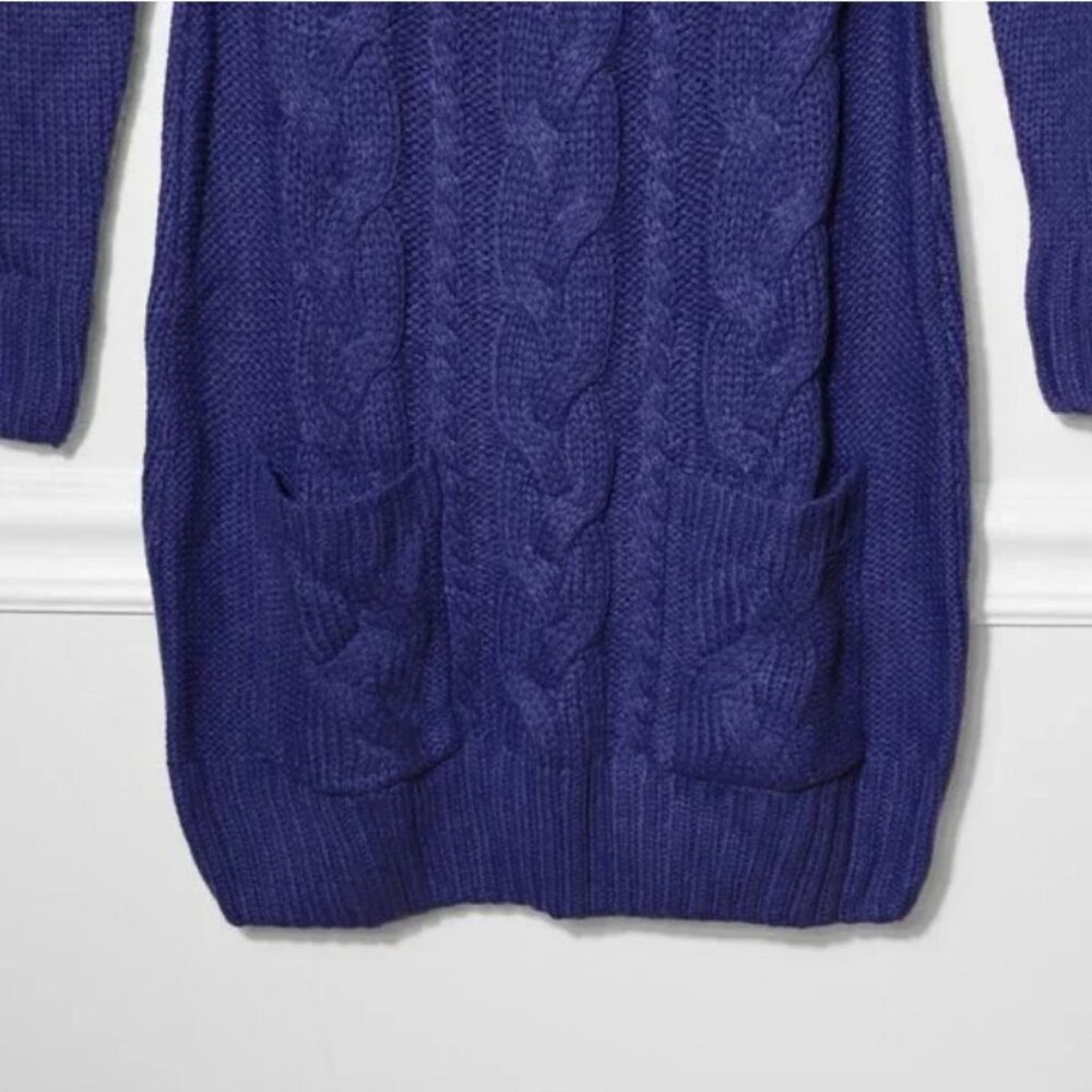 Venus Womens Cowl Neck Cable Knit Sweater Dress Blue Cozy Size M - Picture 3 of 3